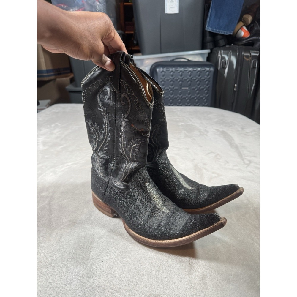 Stingray Cowboy Boots Mens Size 10 Black Pointy Toe
